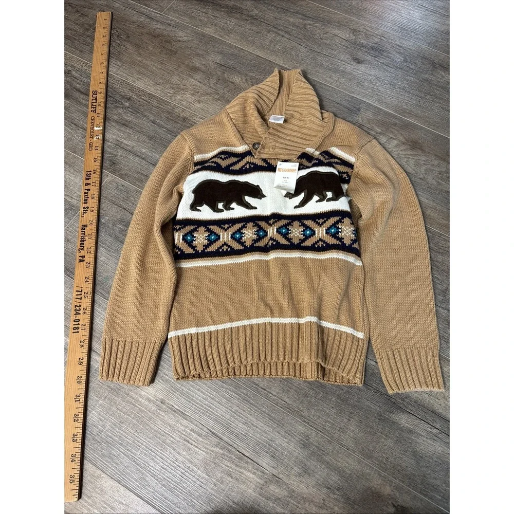 Gymboree Kids Bear Sweater Tan Brown‎ Winter Knit Pullover NWT Boys Size 5 6